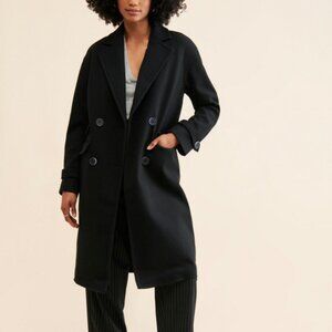 Anthropologie NVLT Jaci Relaxed Black Overcoat Wool Blend Coat